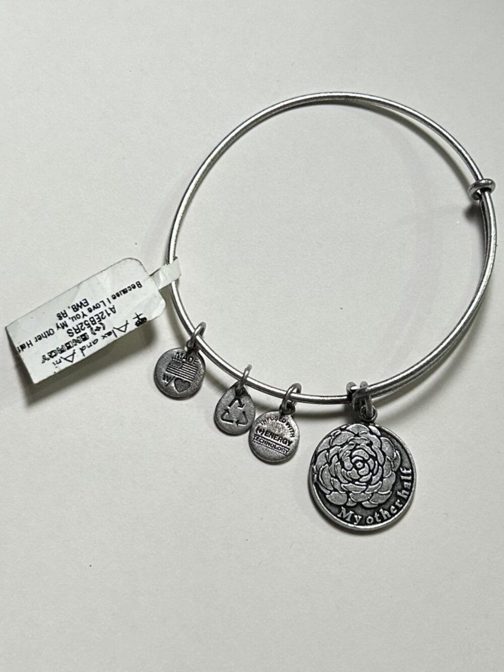 NWT Alex and Ani "My Other Half" Flower Charm Expandable Bangle Bracelet
